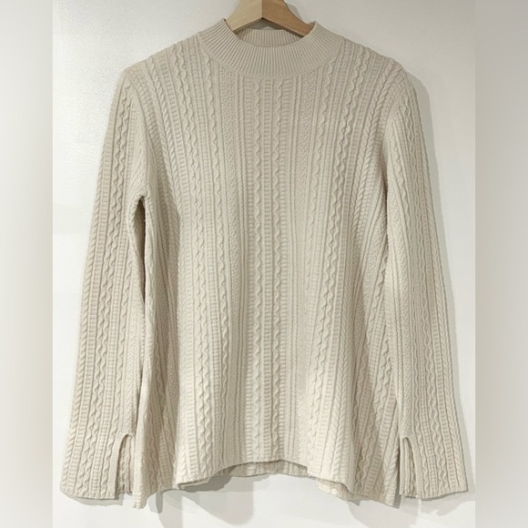 Theory Friselle Plumose Wool Blend Mock Neck Sweater in Cream L - Picture 3 of 7
